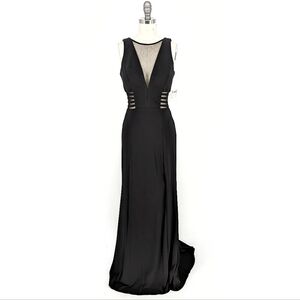 NEW Morgan & Co Mesh Mermaid Maxi Dress Black 5/6 prom wedding formal gala